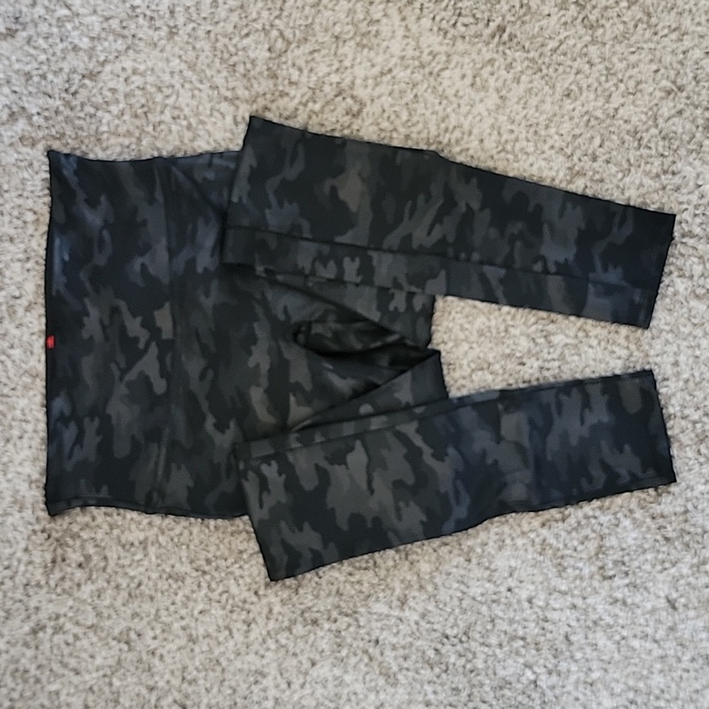 Spanx camo faux leather leggings